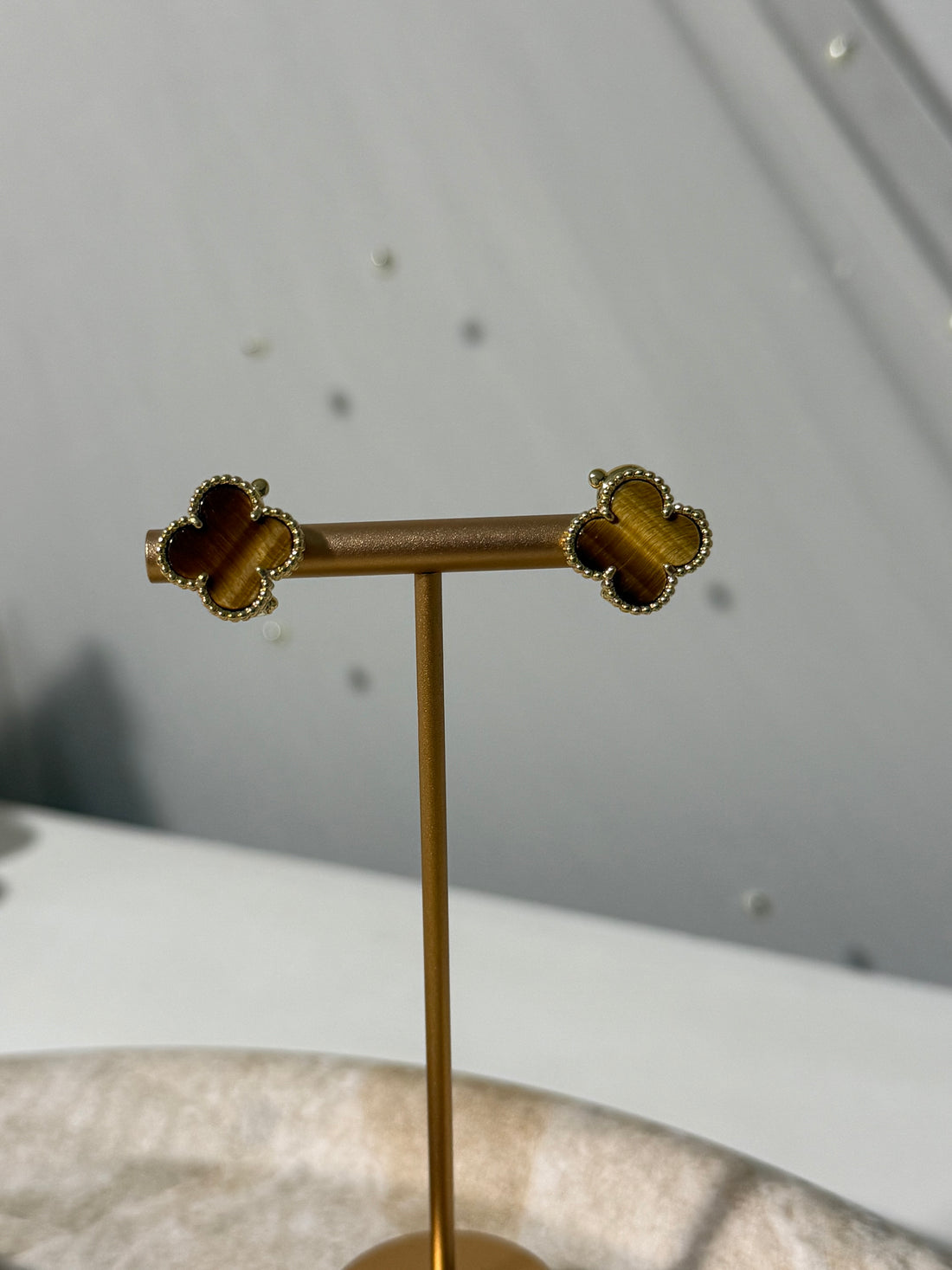 VK Style Wood Brown Flower Earrings