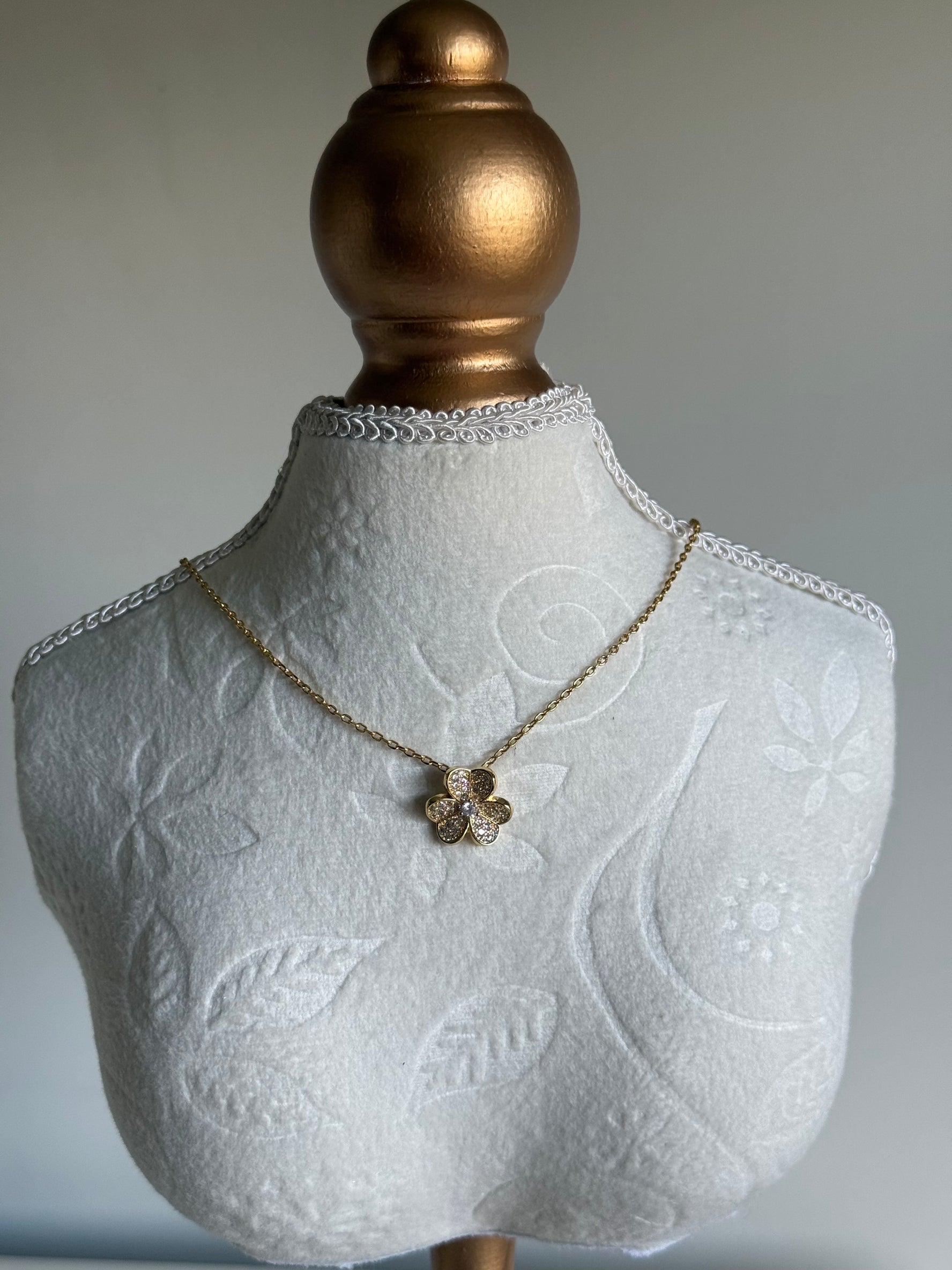 VK Style Gold Zircon Flower Necklace