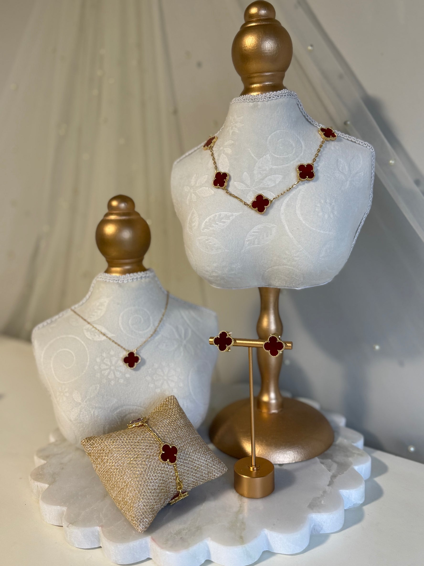 VK Style Maroon Flower Earrings