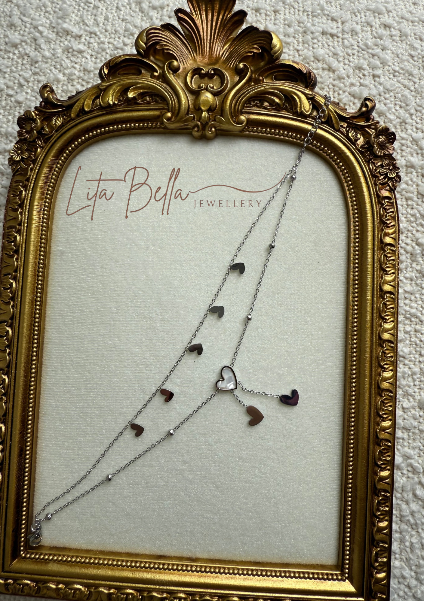 Silver White Heart Anklet