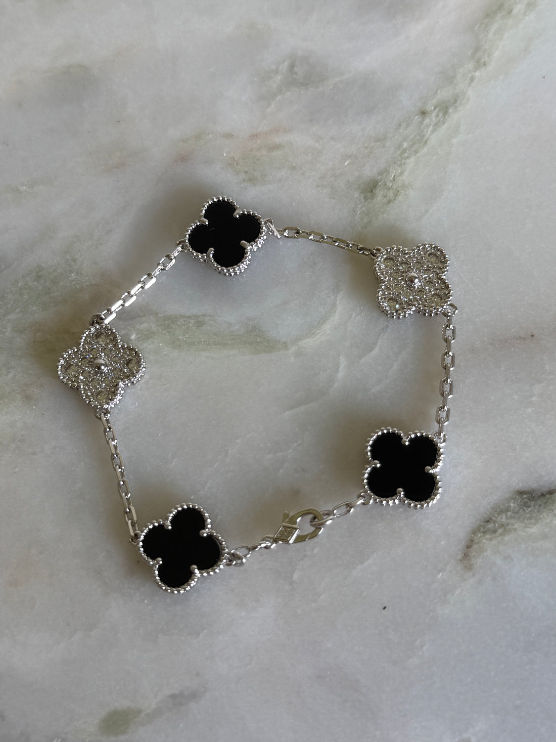 VK Style Black Zircon Silver Bracelet