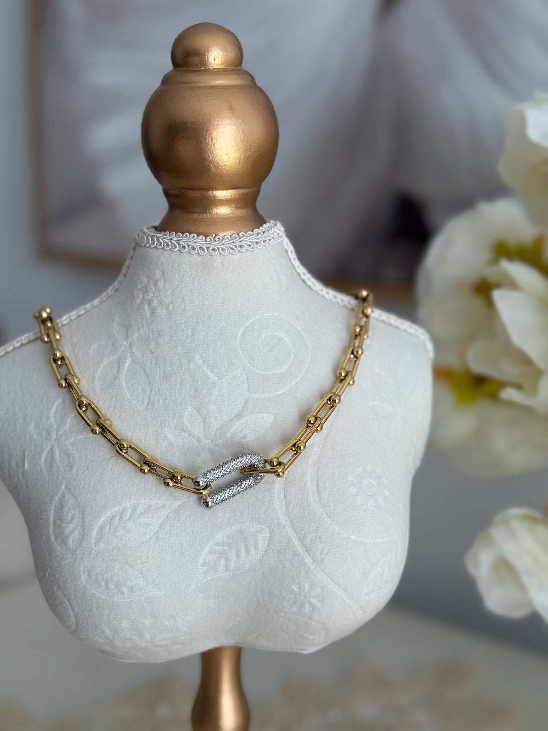 Silver Gold Horseshoe Necklace