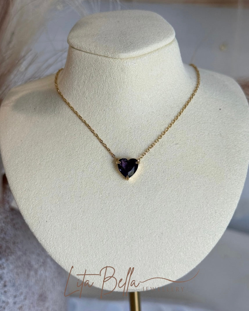 Purple Tiny Heart Necklace