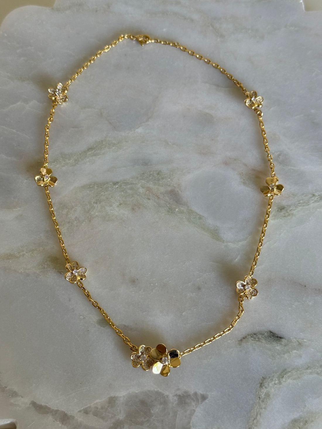 Mixed Flowers with Zircon Necklace