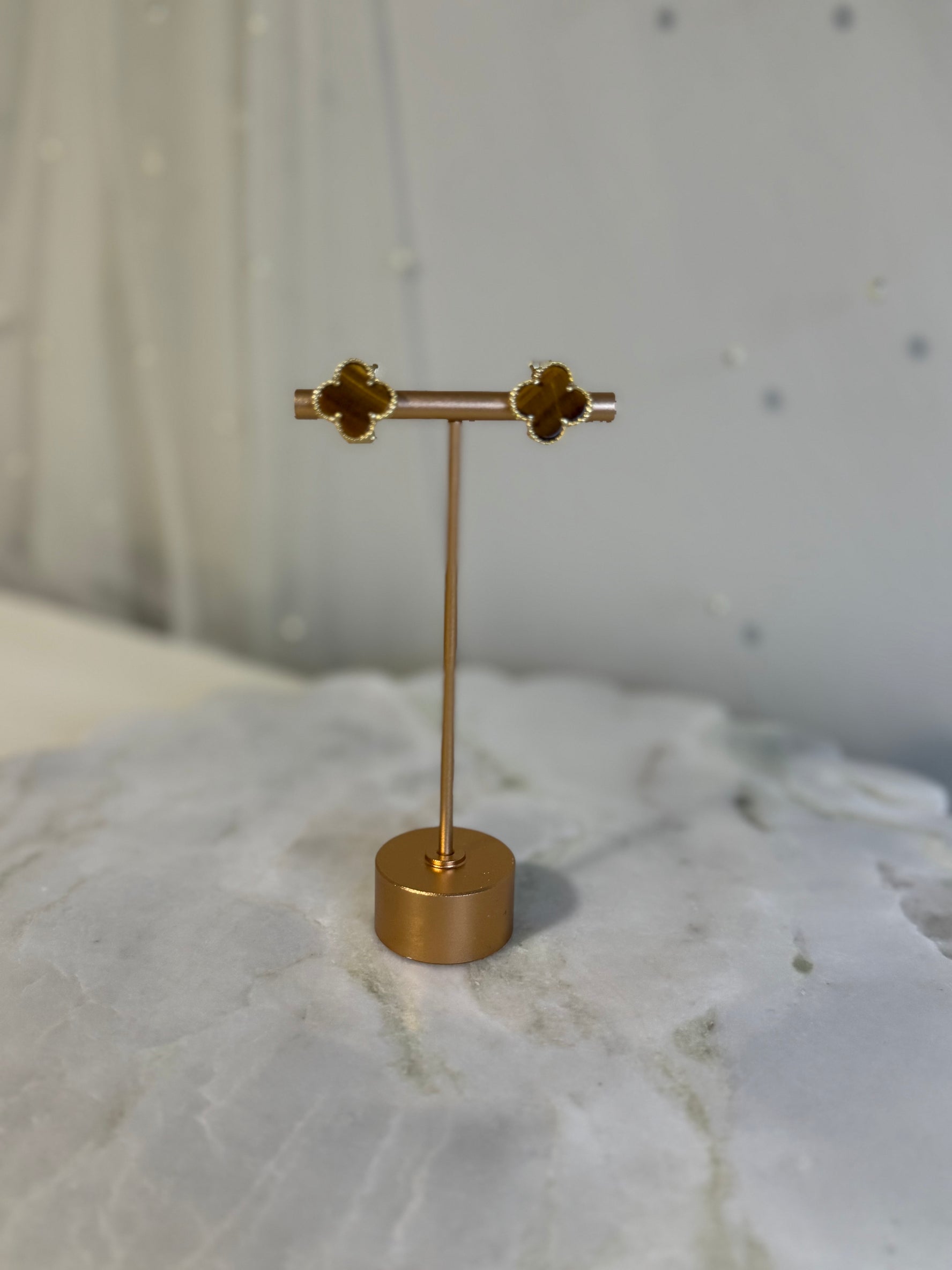 VK Style Wood Brown Flower Earrings