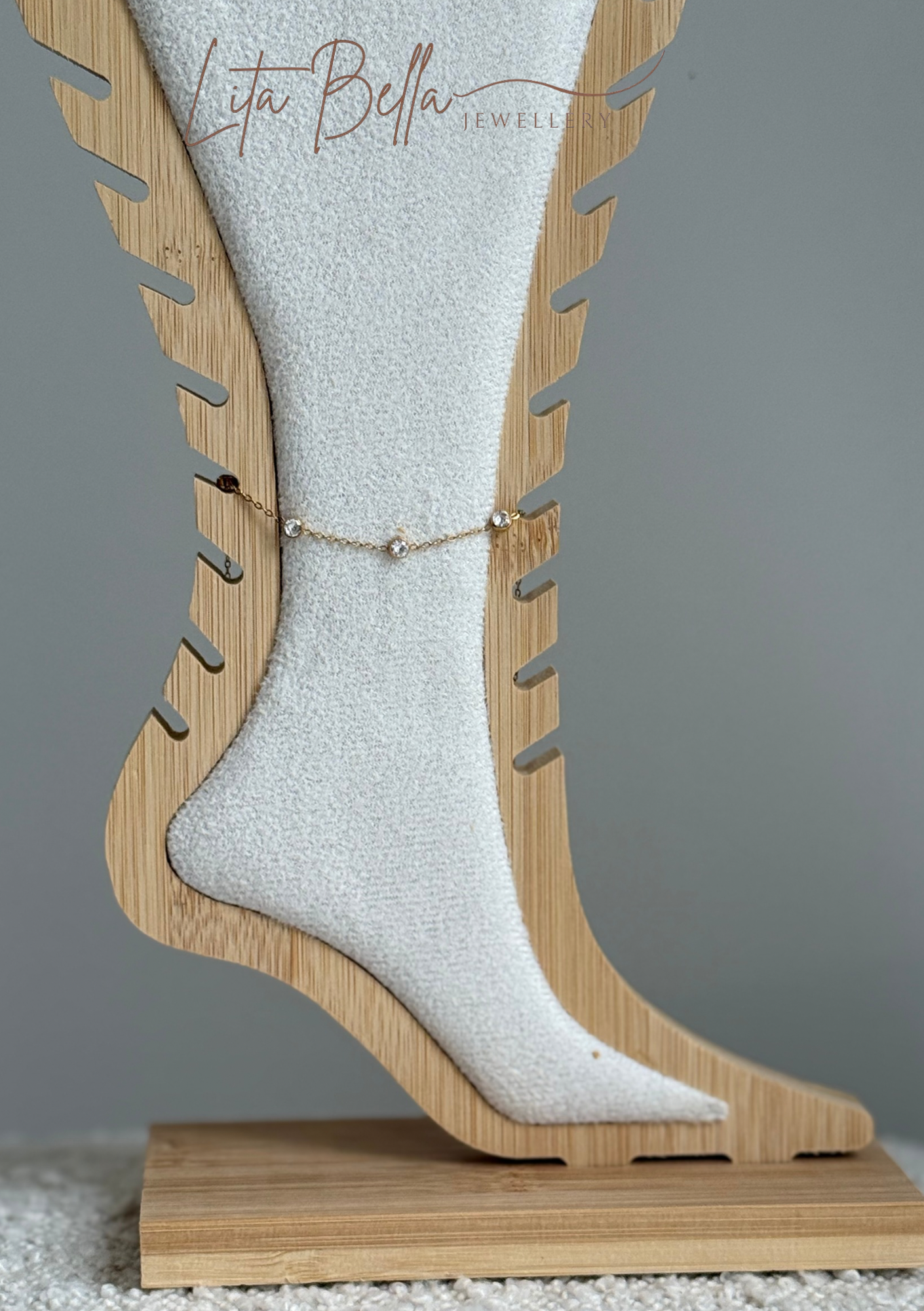 Golden White Clear Stone Anklet