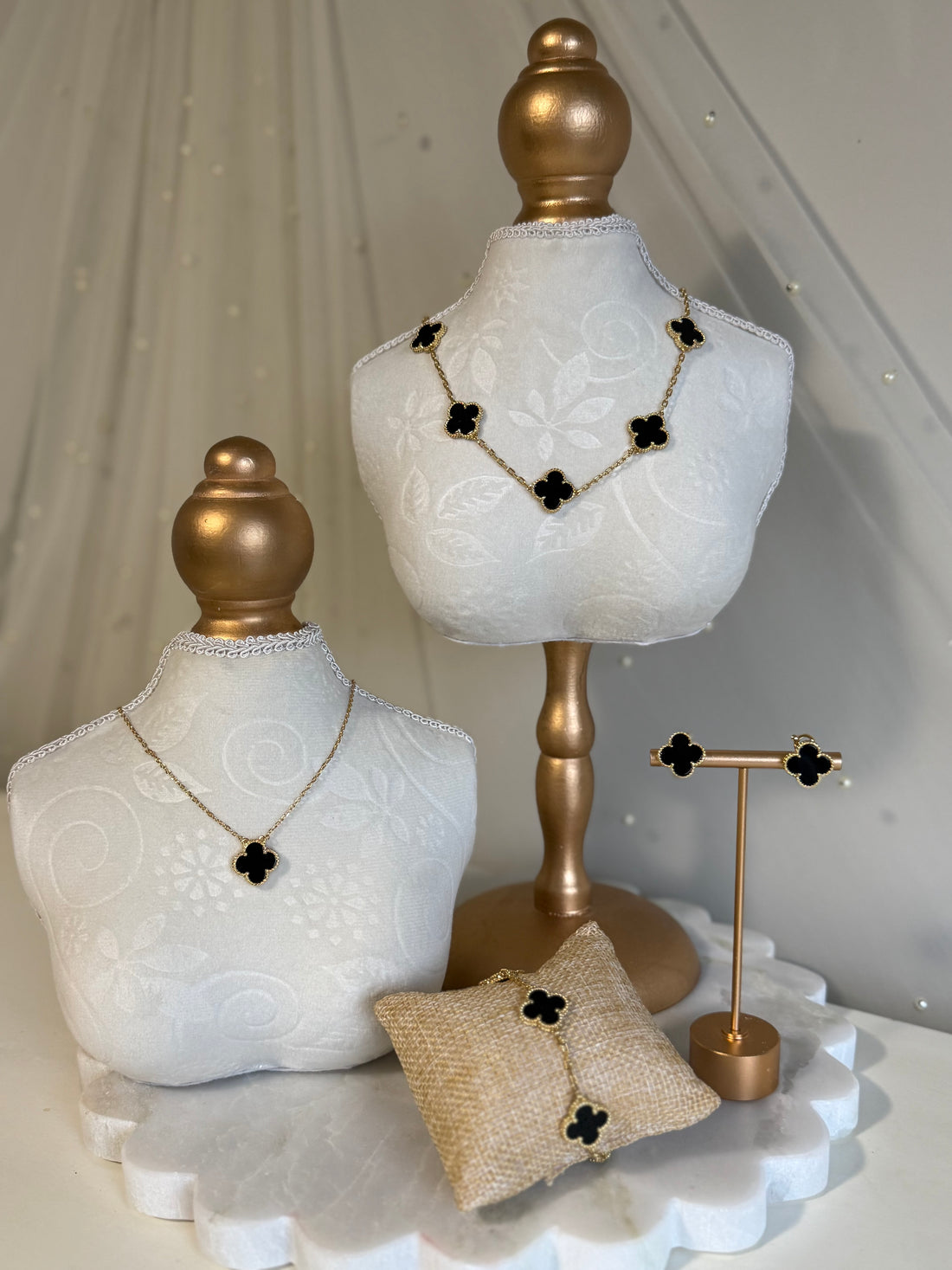 VK Style Black Flower Earrings