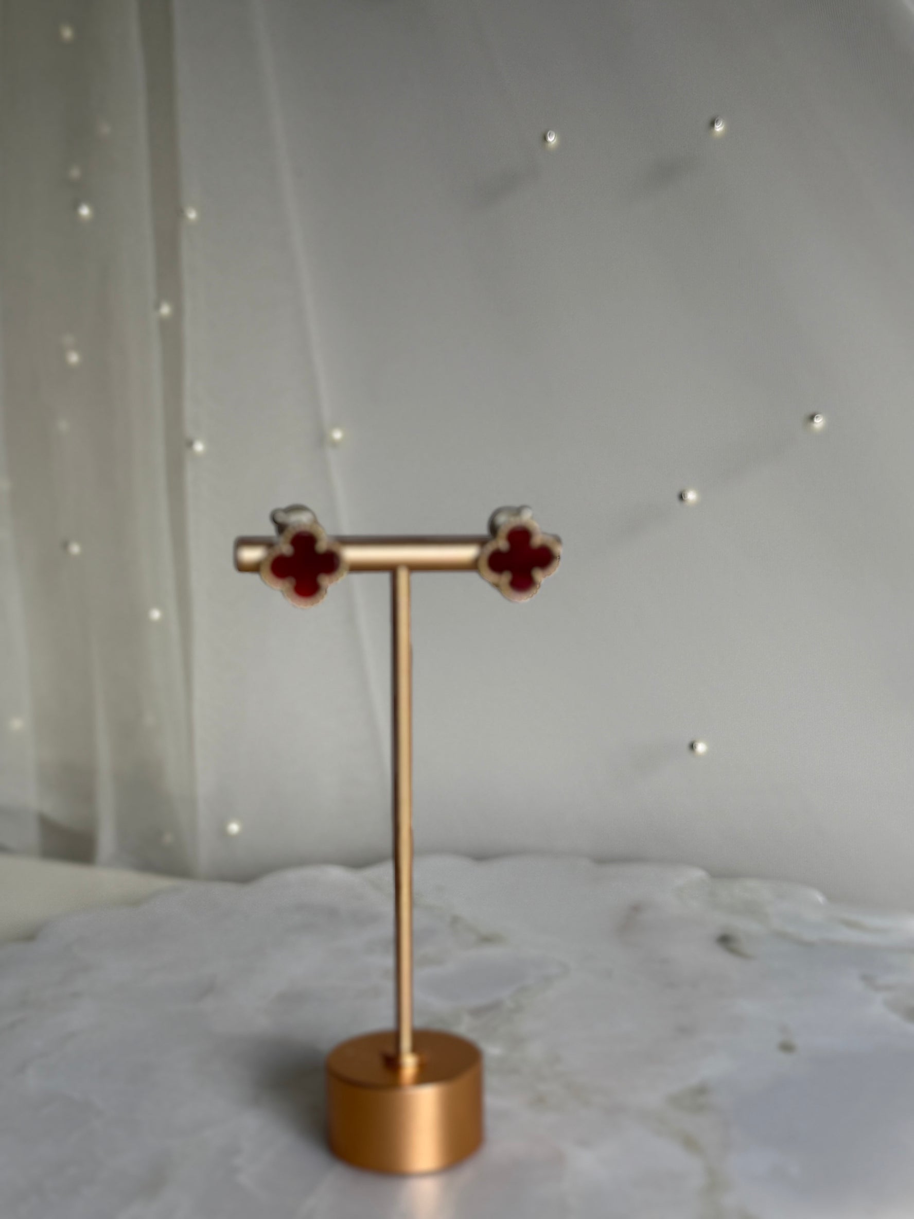 VK Style Maroon Flower Earrings