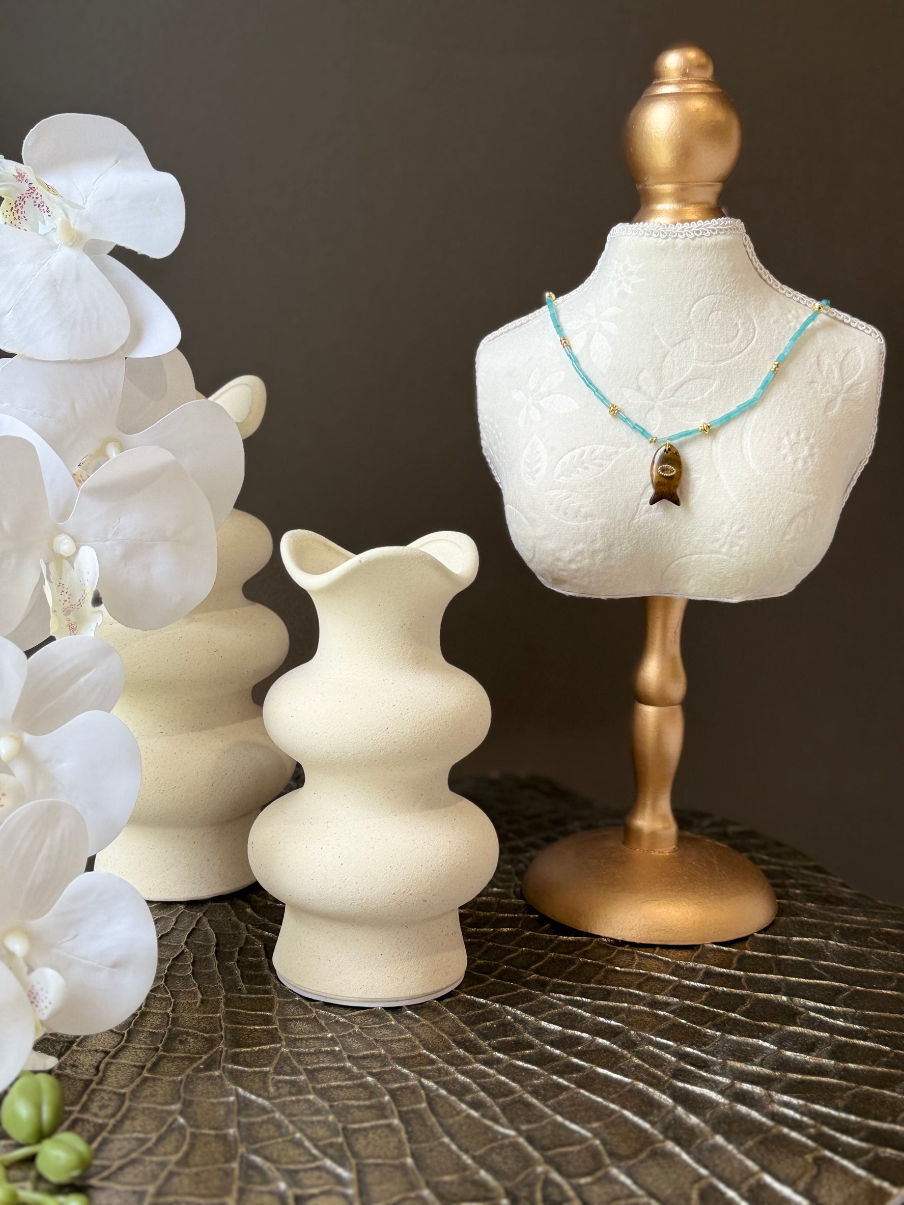 Stone Beaded Fish Necklace