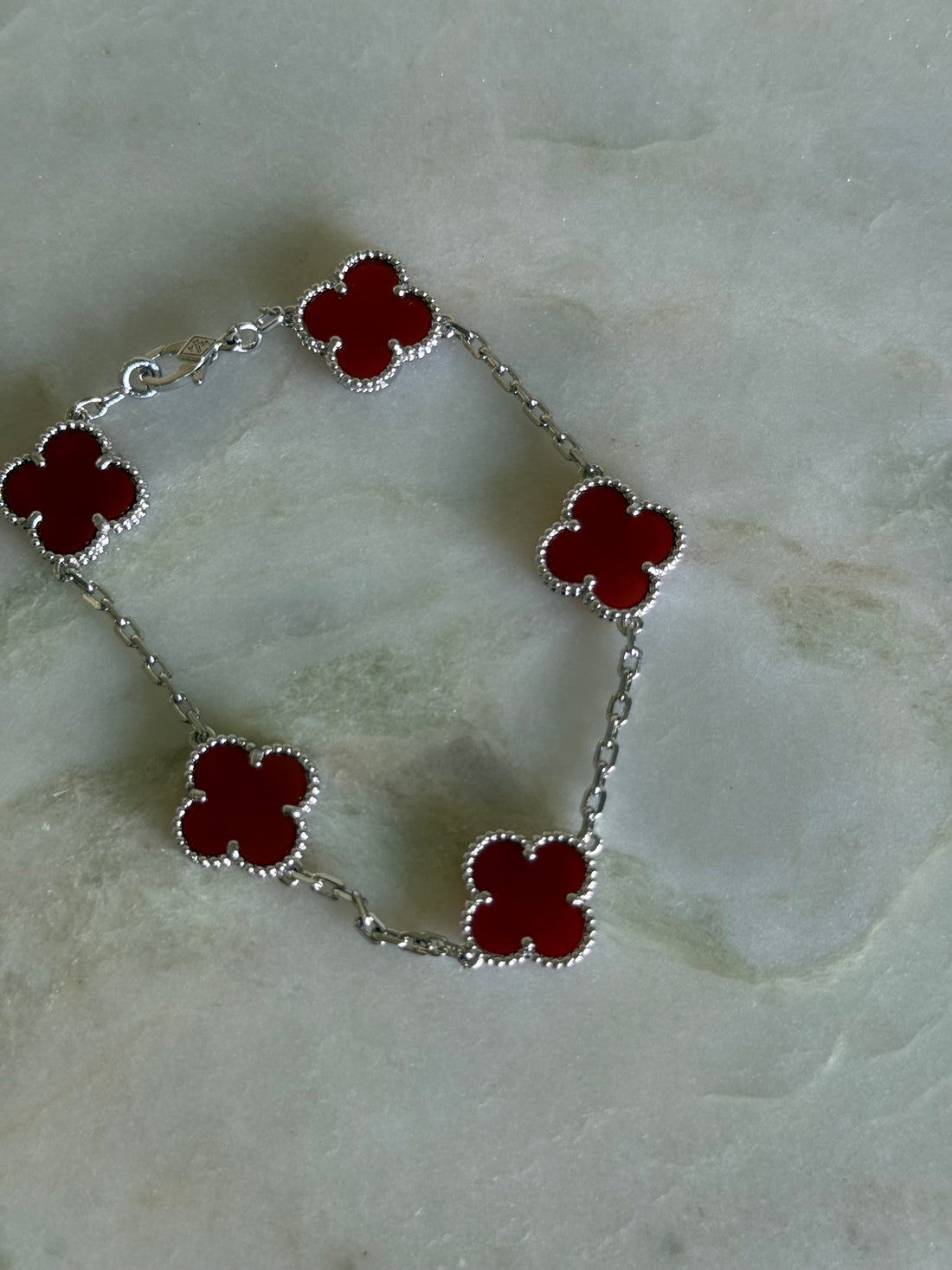VK Style Maroon Silver Bracelet
