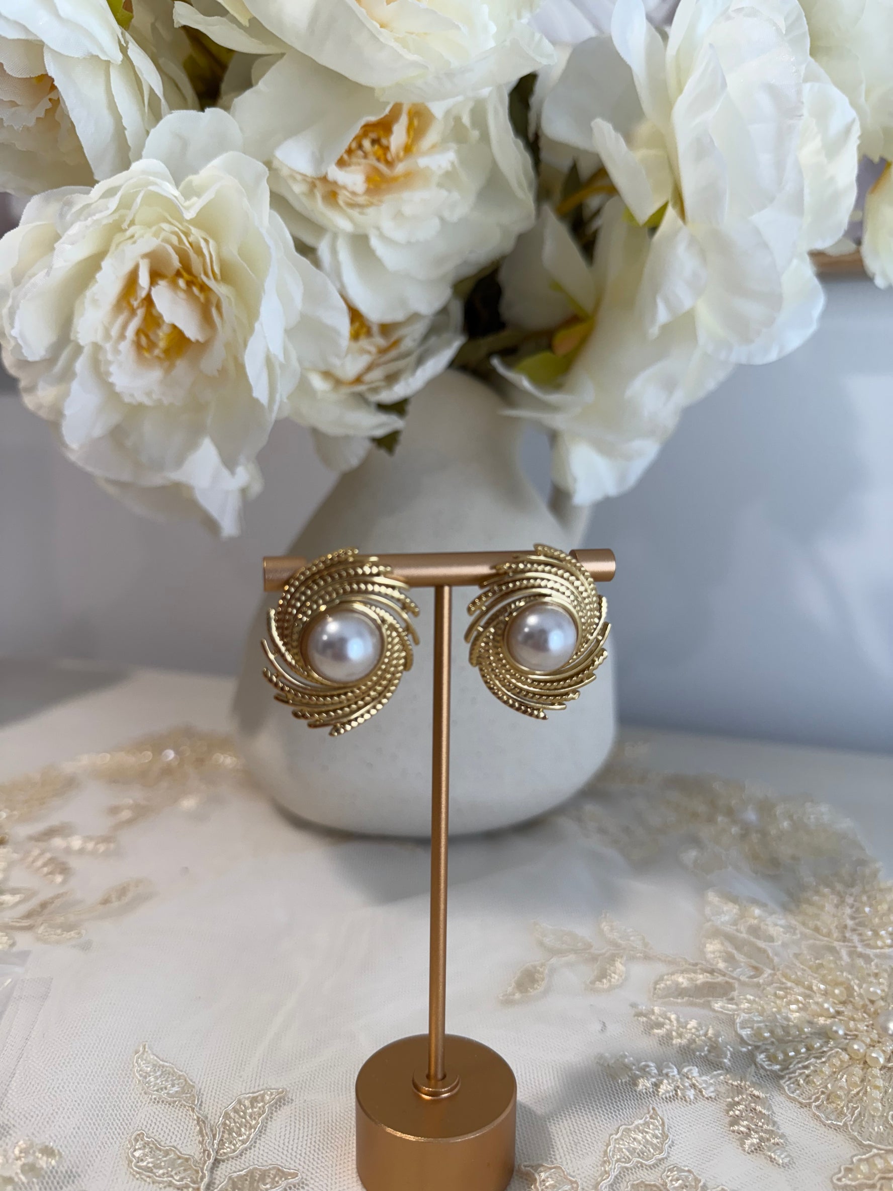 Golden Pearl Earrings