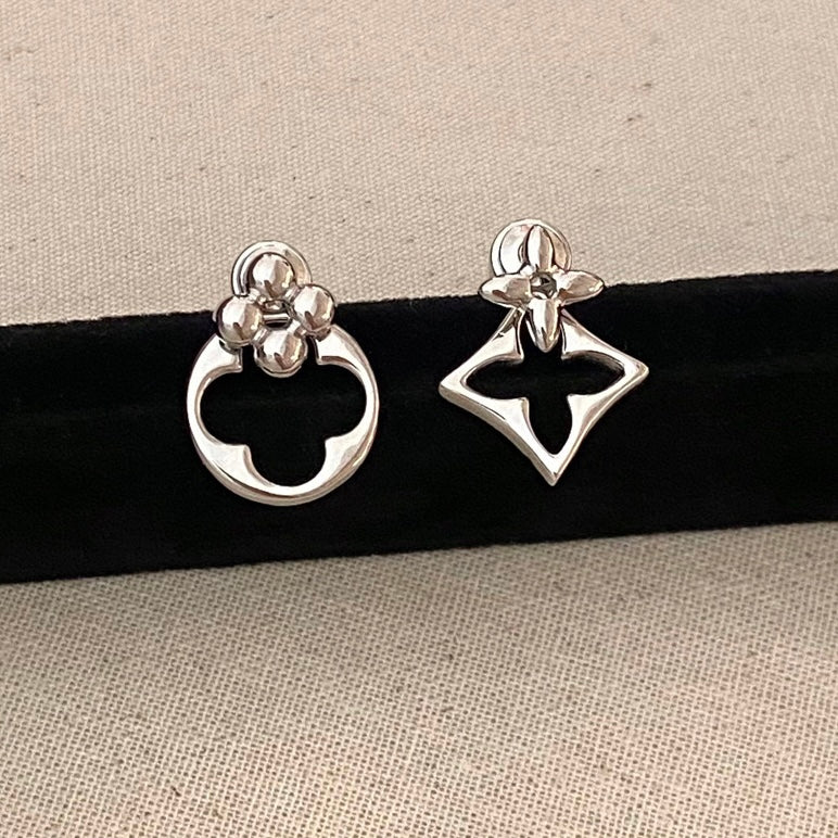 Louis Vuitton Style Silver Earrings