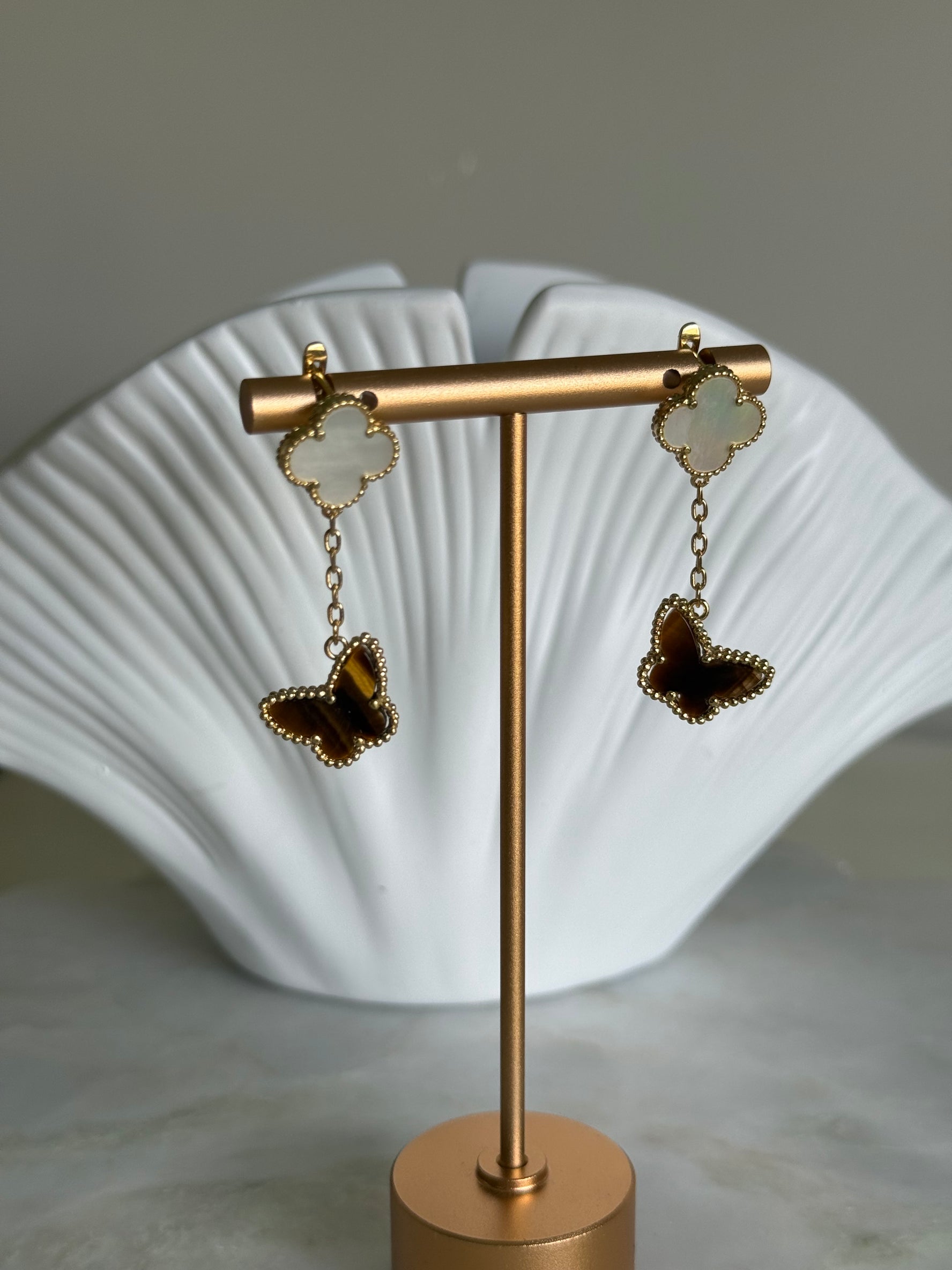 VK Style Butterfly white Flower Earrings