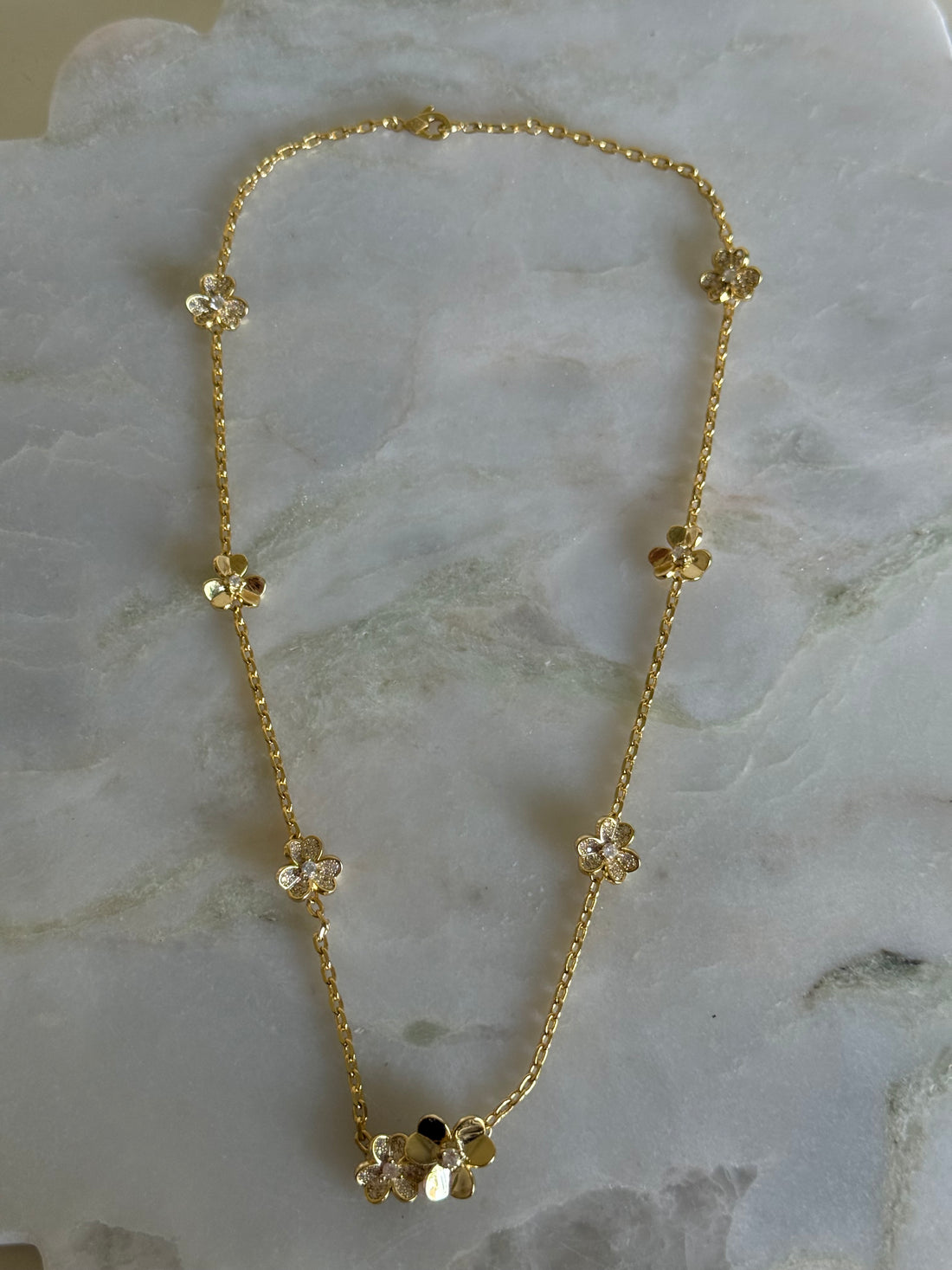 Mixed Flowers with Zircon Necklace