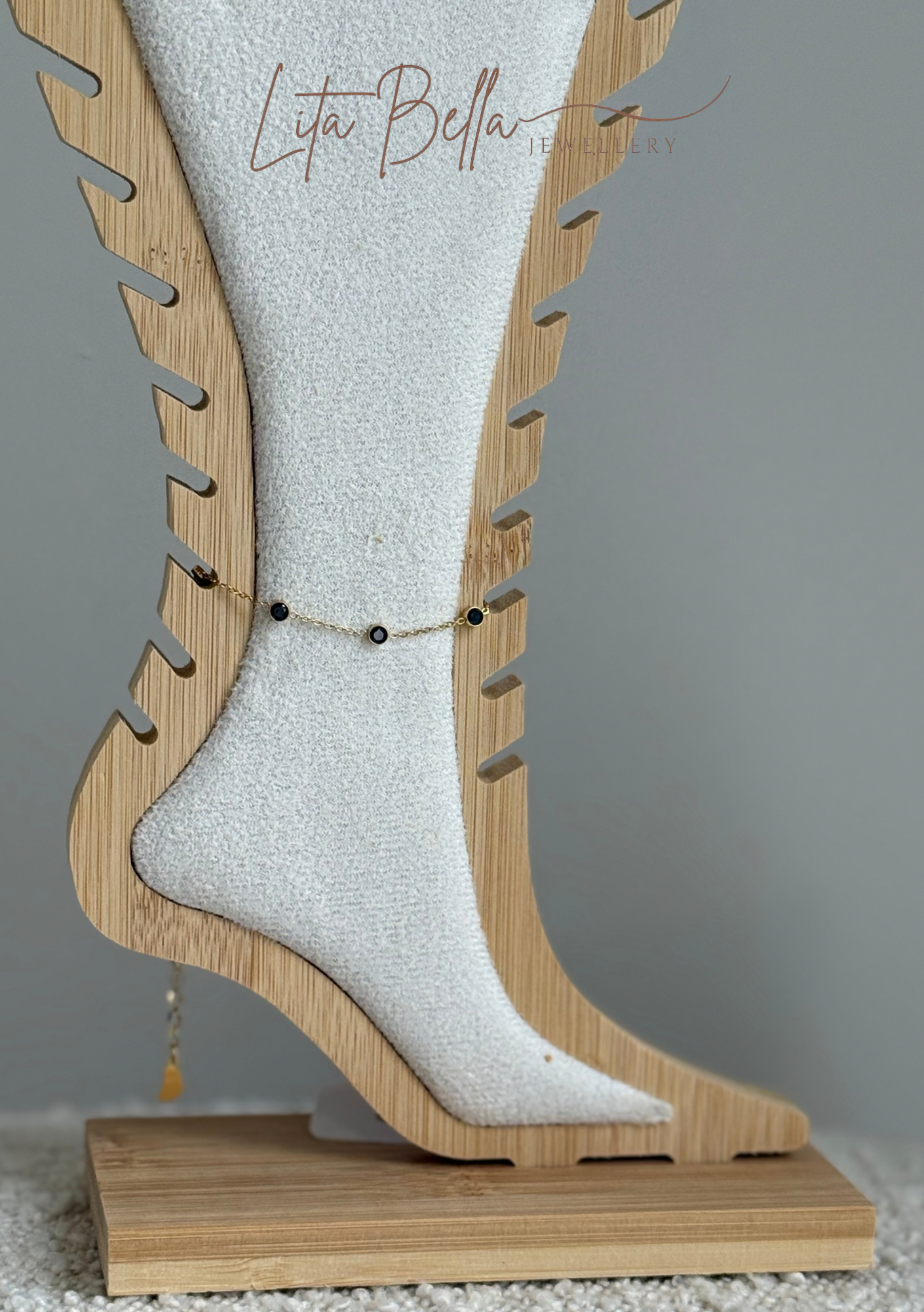 Golden Black Stone Anklet