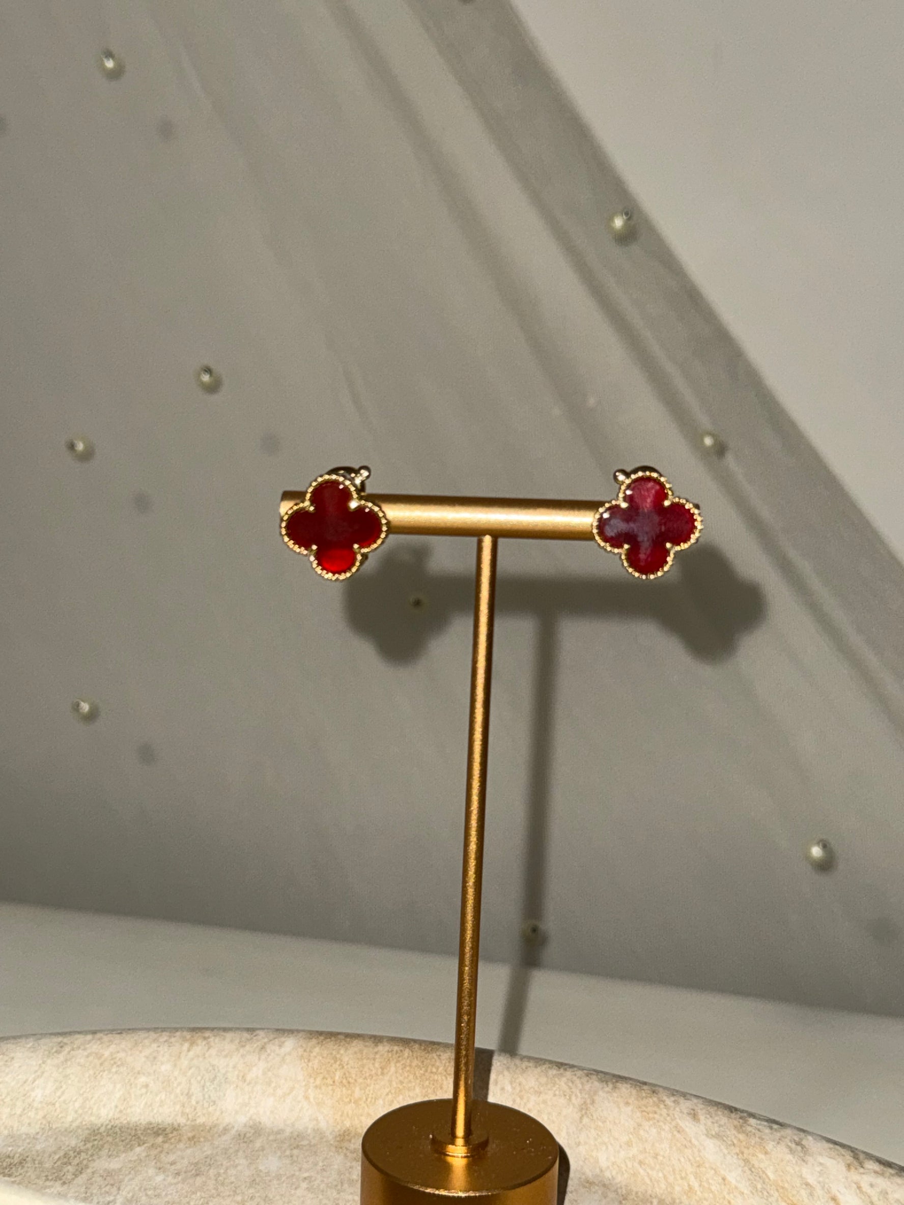 VK Style Maroon Flower Earrings