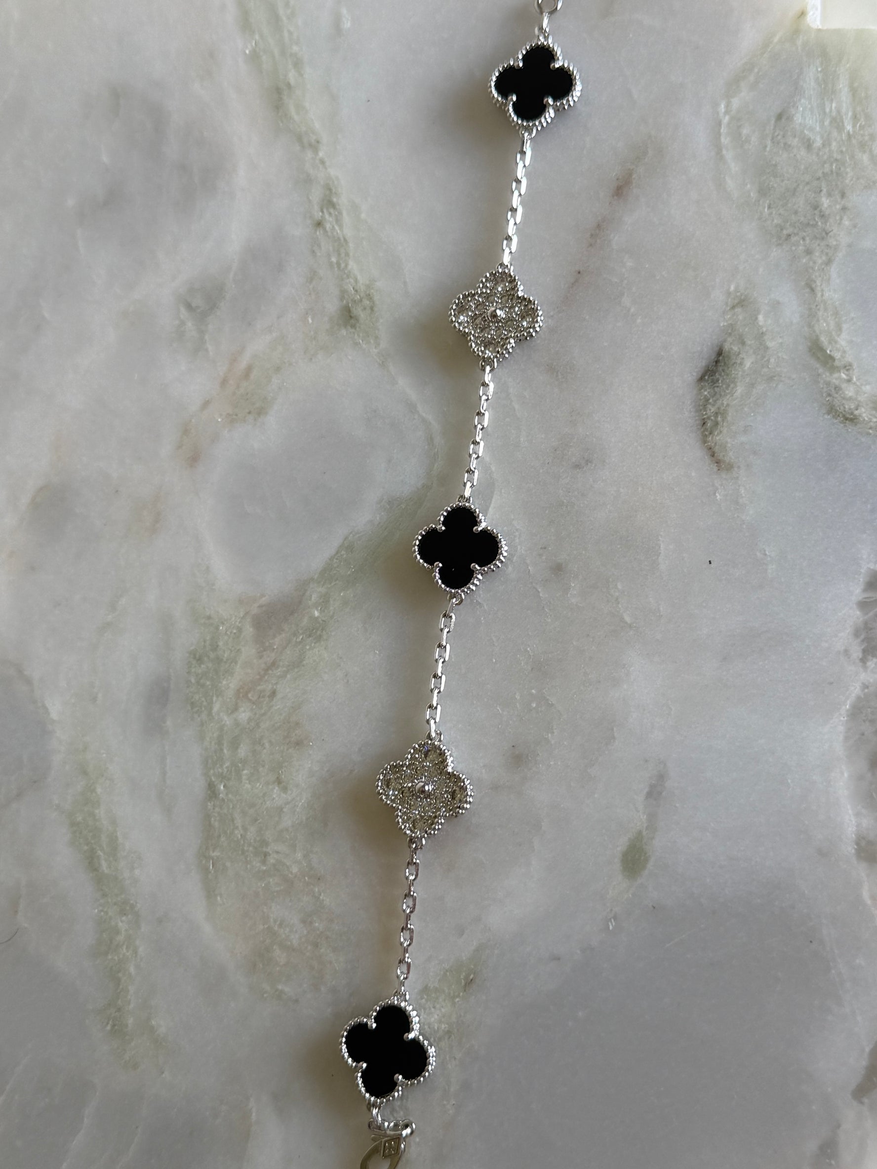 VK Style Black Zircon Silver Bracelet